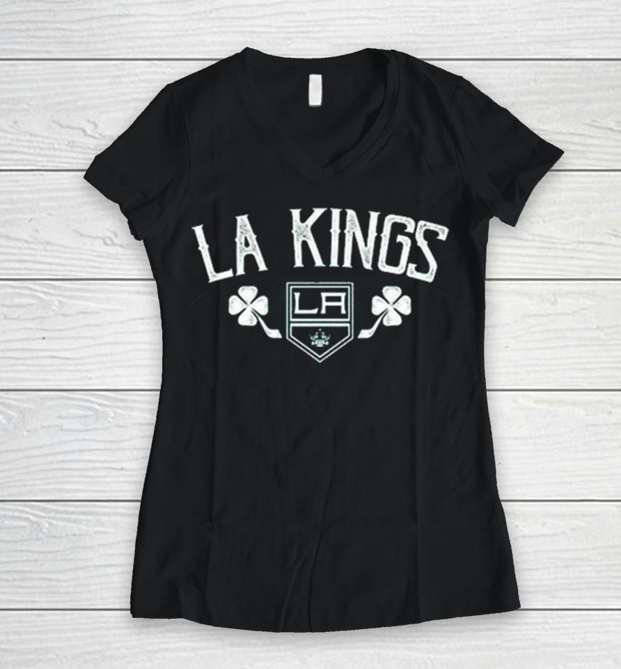 Los Angeles Kings Levelwear St. Patrick’s Day Richmond Clover Women V-Neck T-Shirt