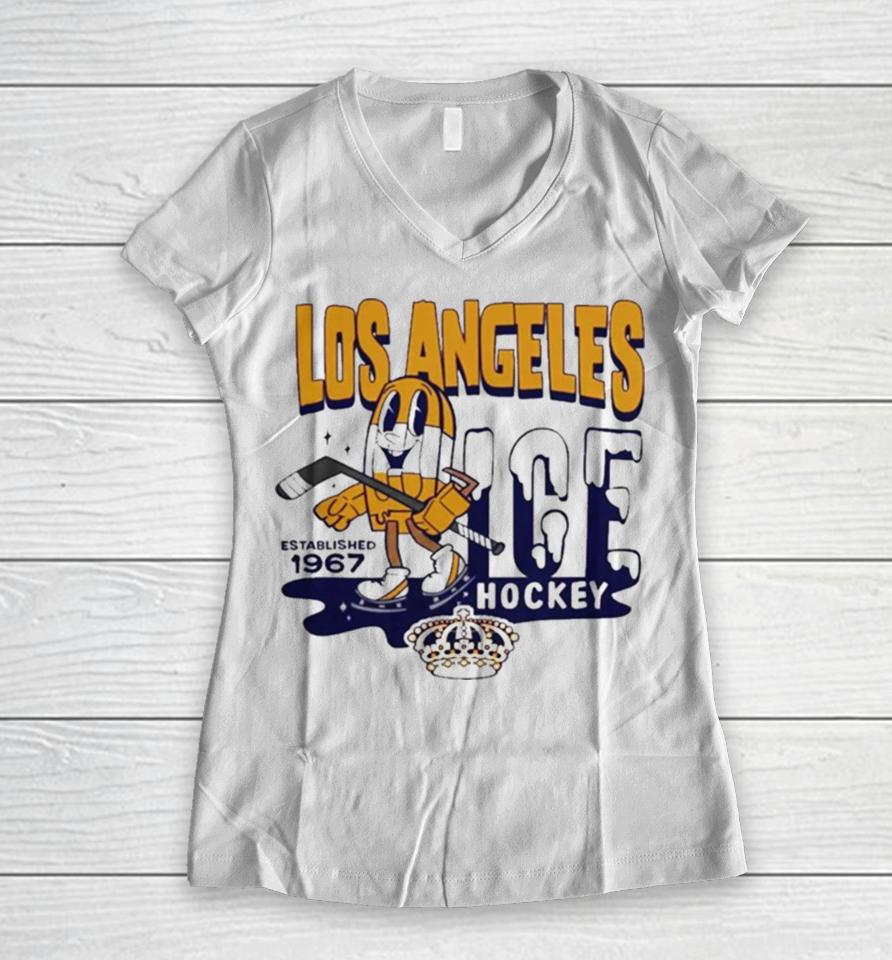 Los Angeles Kings Mitchell And Ness Gray Popsicle Women V-Neck T-Shirt
