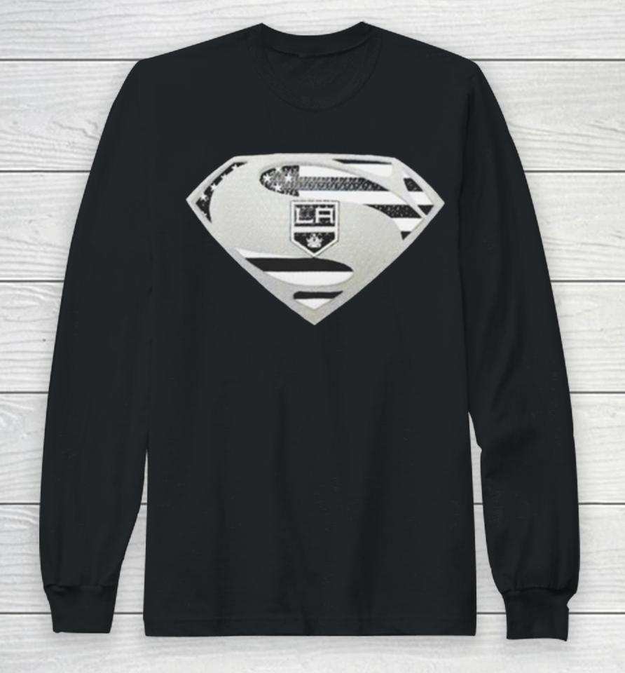 Los Angeles Kings Usa Flag Inside Superman Long Sleeve T-Shirt