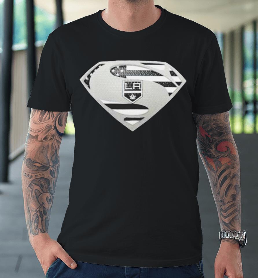 Los Angeles Kings Usa Flag Inside Superman Premium T-Shirt