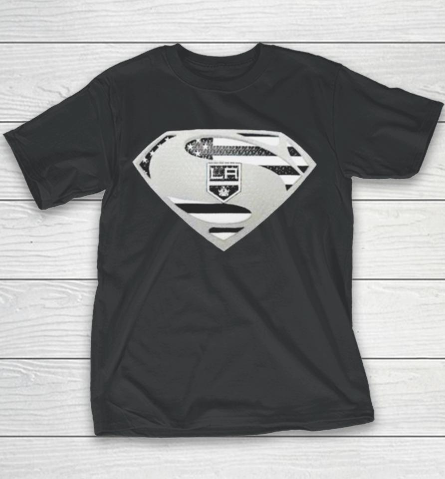 Los Angeles Kings Usa Flag Inside Superman Youth T-Shirt