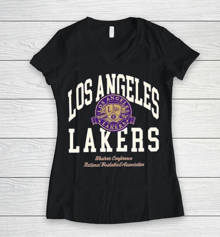 Los Angeles Lakers Letterman Classic American Football Conference National Football League Women V-Neck T-Shirt