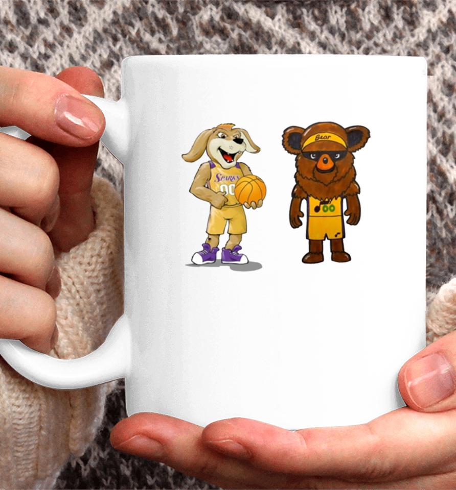 Los Angeles Lakers Vs Utah Jazz Nba 2024 Mascot Cartoon Basketball Coffee Mug