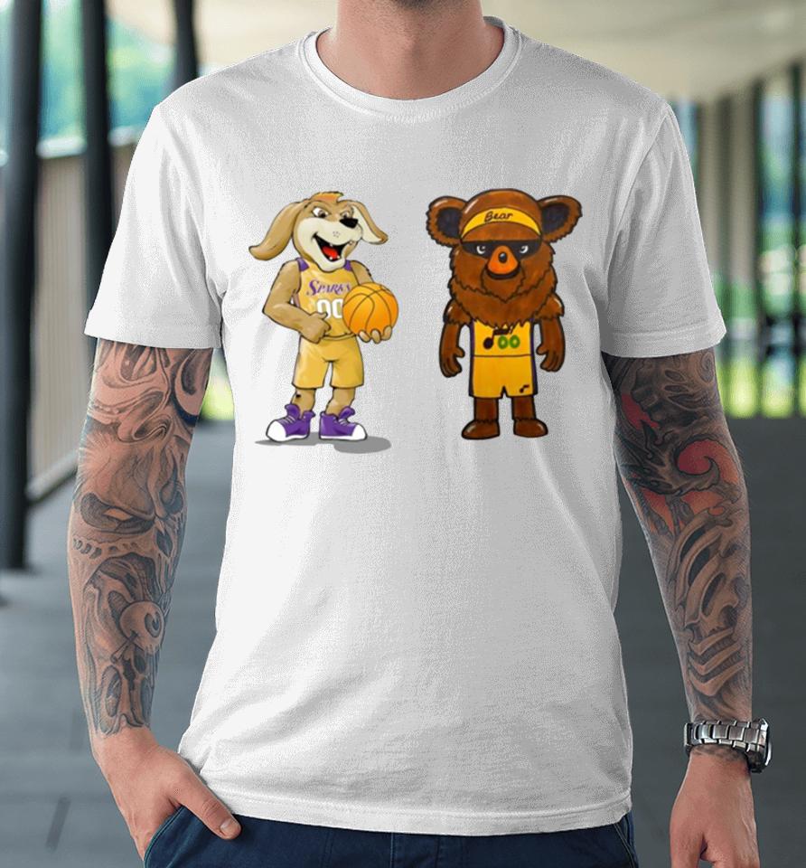 Los Angeles Lakers Vs Utah Jazz Nba 2024 Mascot Cartoon Basketball Premium T-Shirt
