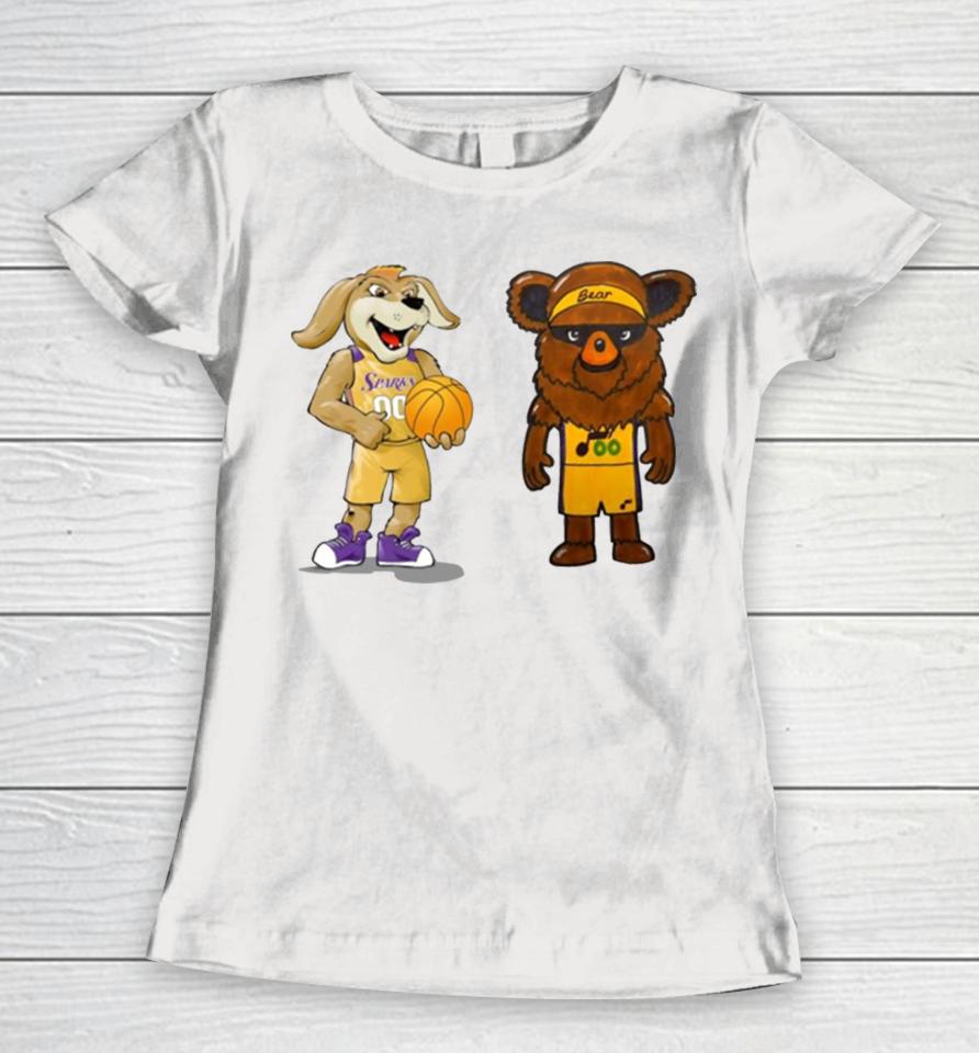 Los Angeles Lakers Vs Utah Jazz Nba 2024 Mascot Cartoon Basketball Women T-Shirt