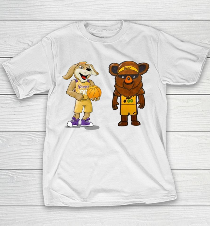 Los Angeles Lakers Vs Utah Jazz Nba 2024 Mascot Cartoon Basketball Youth T-Shirt
