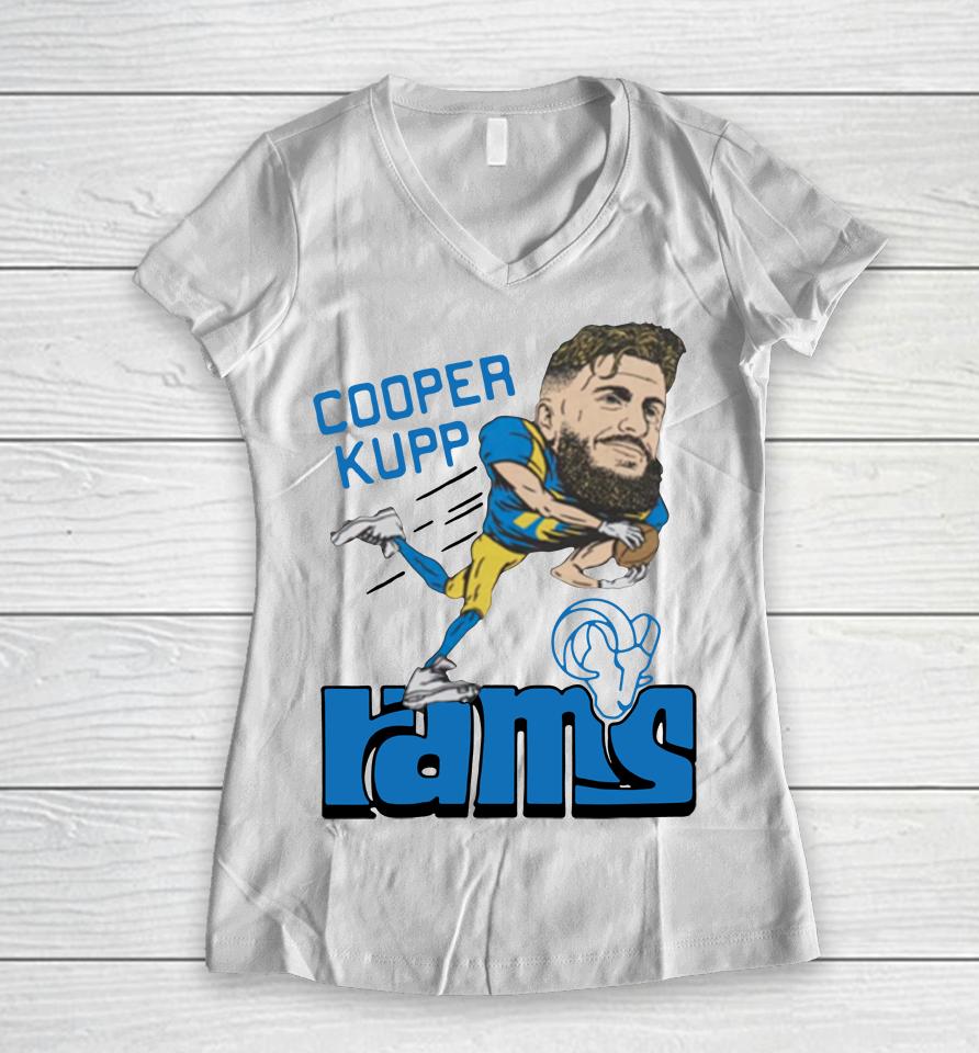 Los Angeles Rams Cooper Kupp Grey Homage Women V-Neck T-Shirt