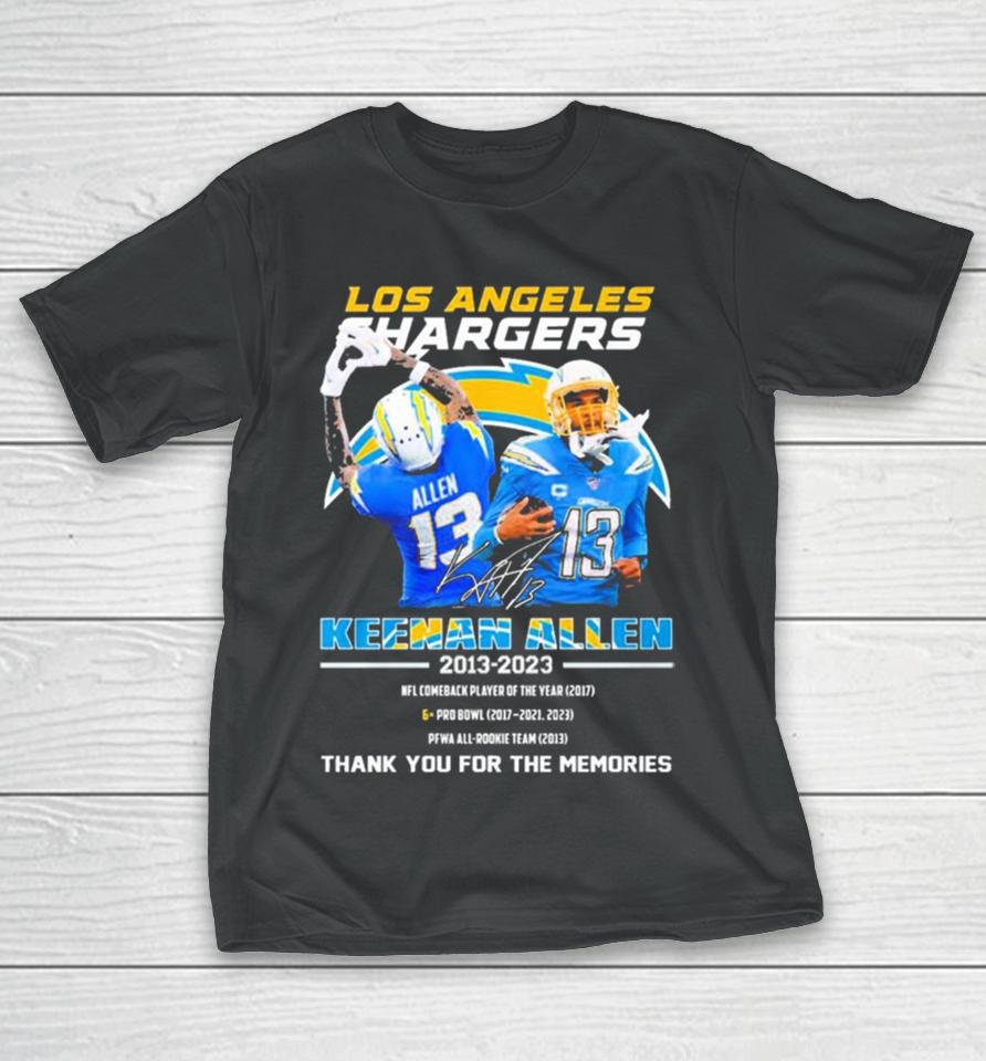 Los Angeles Rams Keenan Allen 2013 2023 Thank You For The Memories Signatures T-Shirt