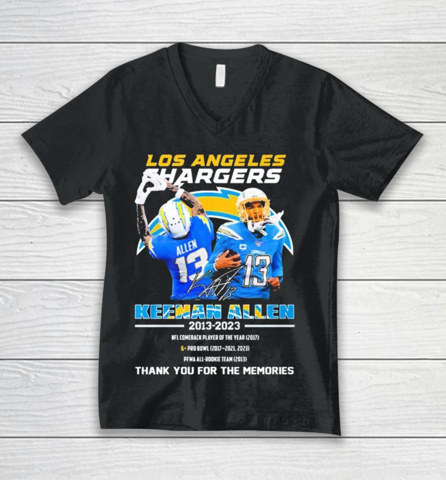 Los Angeles Rams Keenan Allen 2013 2023 Thank You For The Memories Signatures Unisex V-Neck T-Shirt