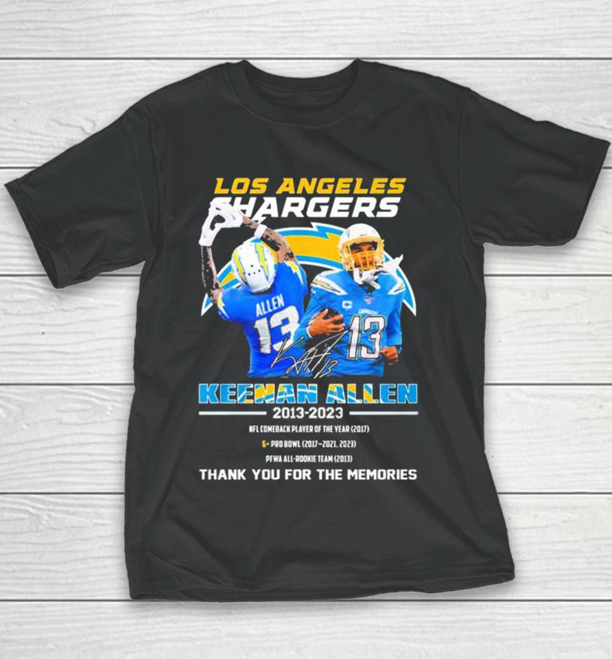 Los Angeles Rams Keenan Allen 2013 2023 Thank You For The Memories Signatures Youth T-Shirt