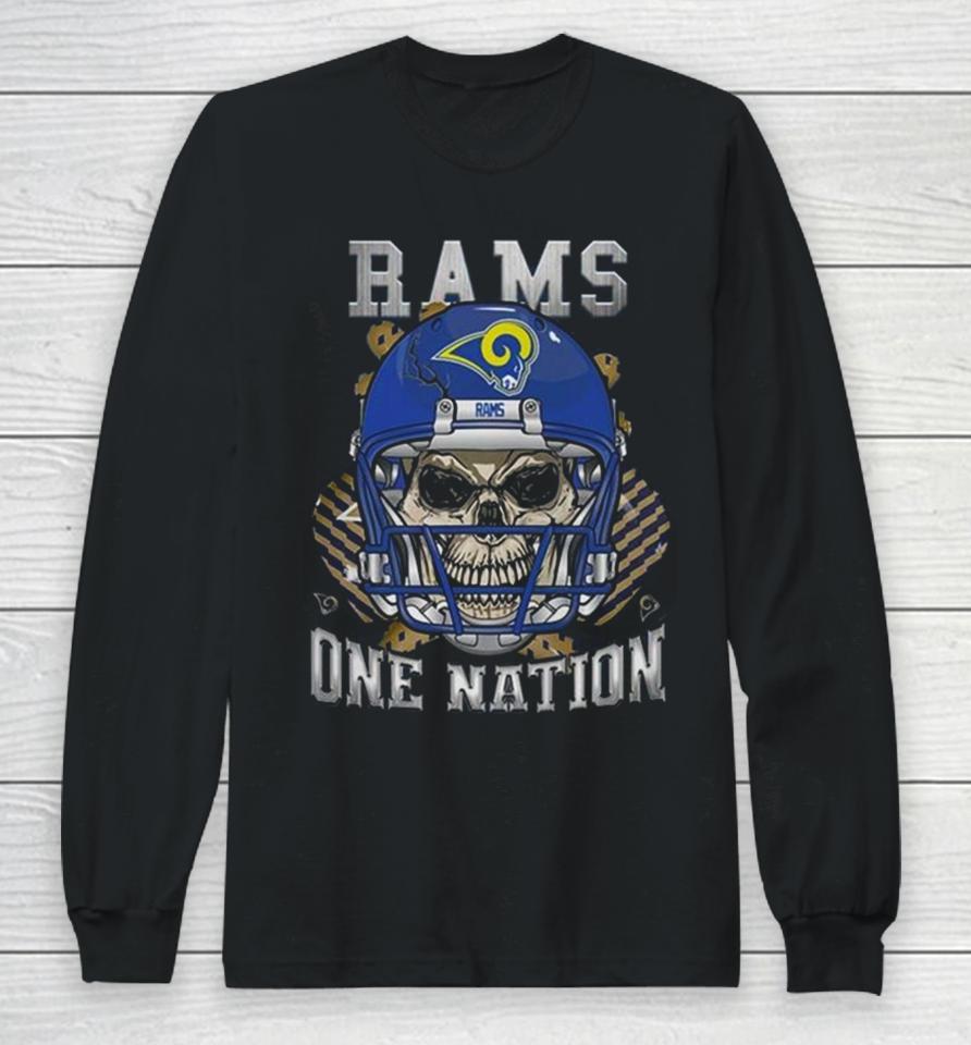 Los Angeles Rams Skull And Gloves Pattern One Nation Long Sleeve T-Shirt