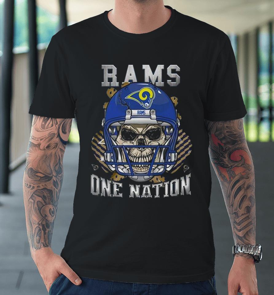 Los Angeles Rams Skull And Gloves Pattern One Nation Premium T-Shirt