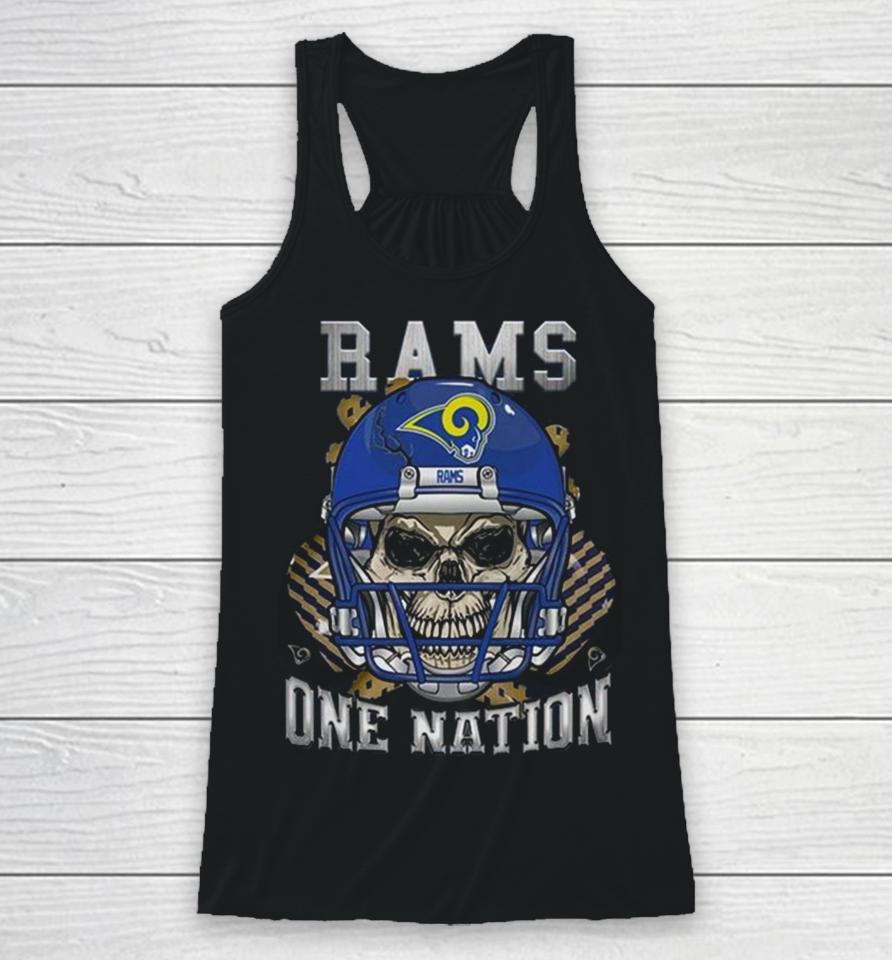 Los Angeles Rams Skull And Gloves Pattern One Nation Racerback Tank