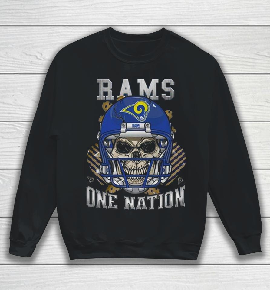 Los Angeles Rams Skull And Gloves Pattern One Nation Sweatshirt
