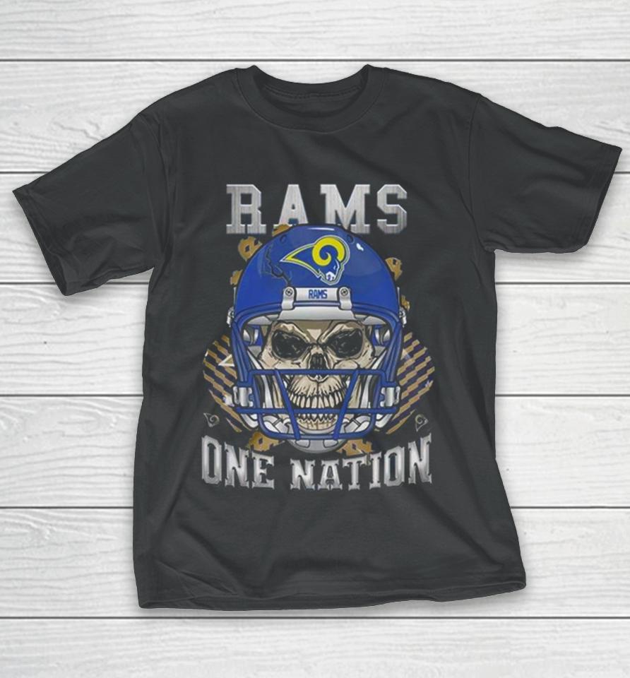 Los Angeles Rams Skull And Gloves Pattern One Nation T-Shirt