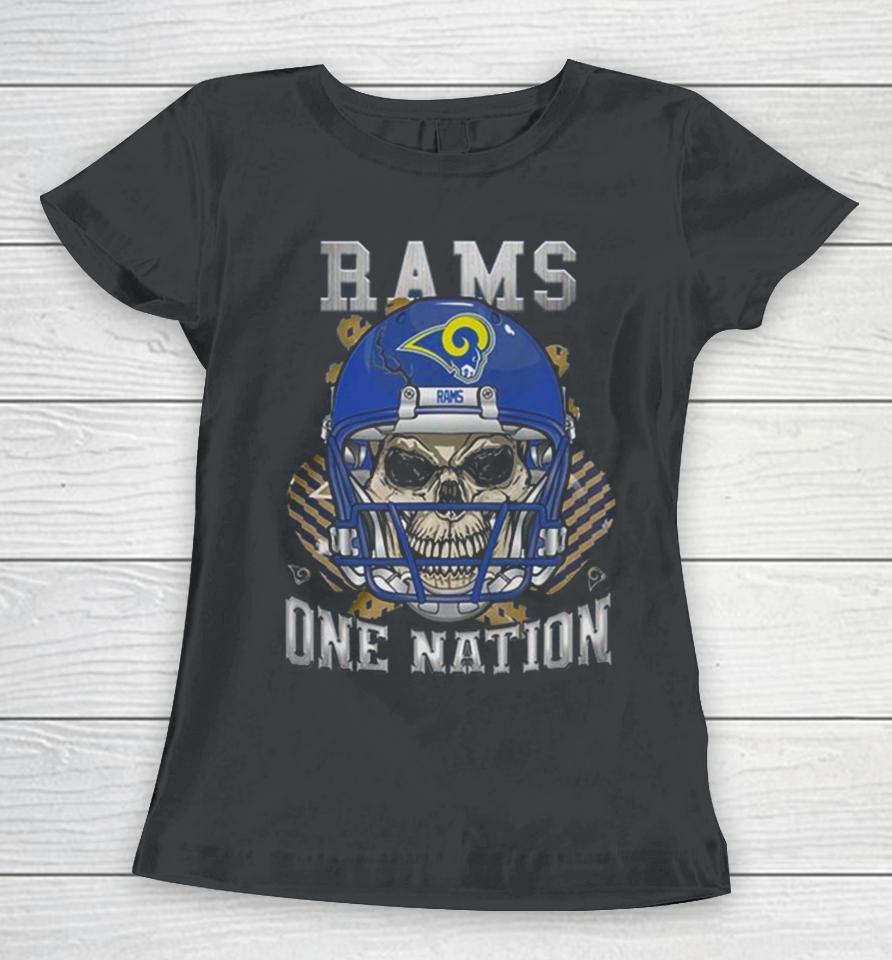 Los Angeles Rams Skull And Gloves Pattern One Nation Women T-Shirt