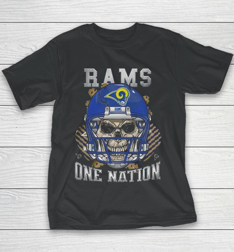 Los Angeles Rams Skull And Gloves Pattern One Nation Youth T-Shirt