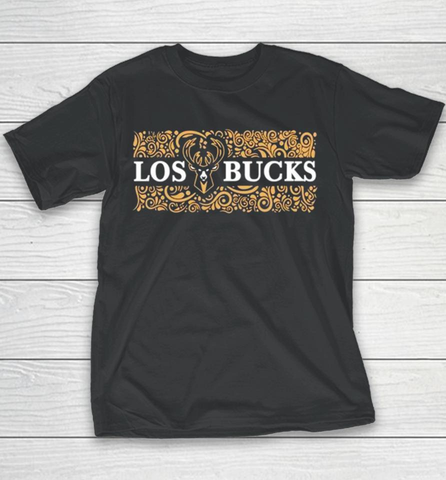 Los Bucks Milwaukee Bucks Nba Floral Youth T-Shirt