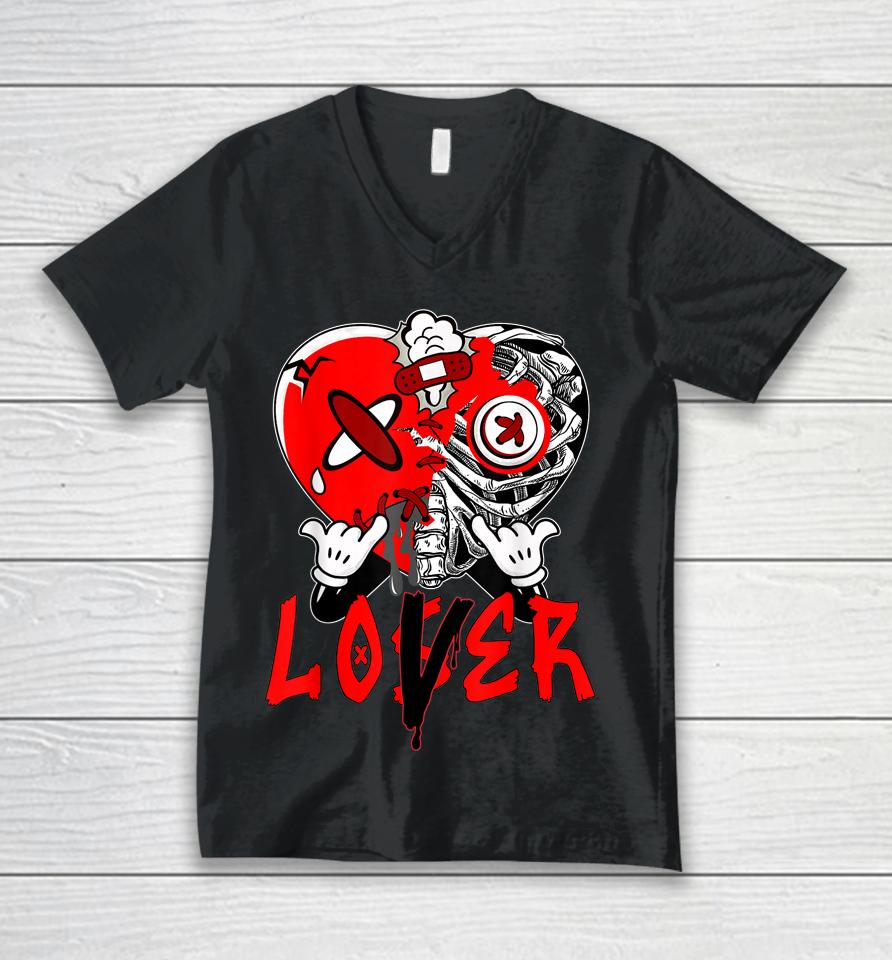 Loser Lover Dripping Heart Laser Red 5S Matching Unisex V-Neck T-Shirt