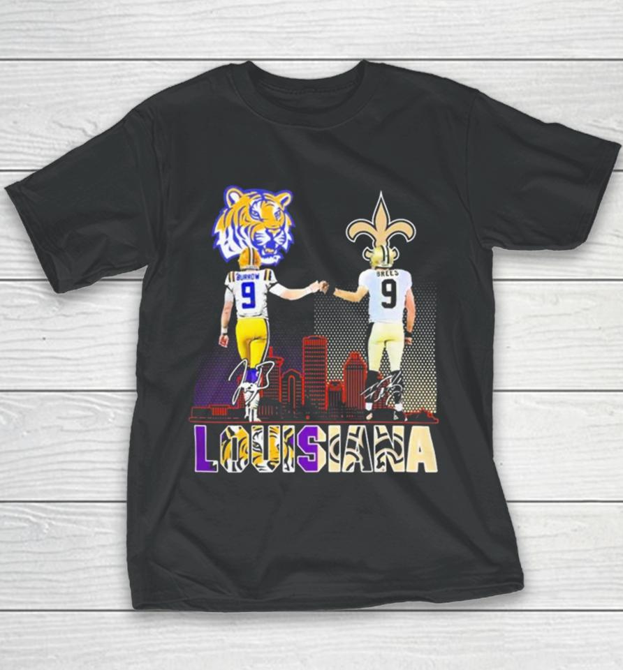 Louisiana Sports Teams Joe Burrow And Drew Brees Signatures Youth T-Shirt