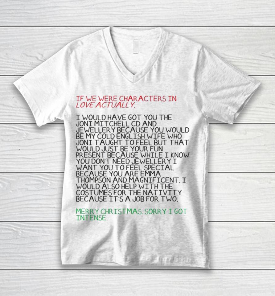 Love Actually Aggressive Love Of Emma Thompson Christmas Unisex V-Neck T-Shirt