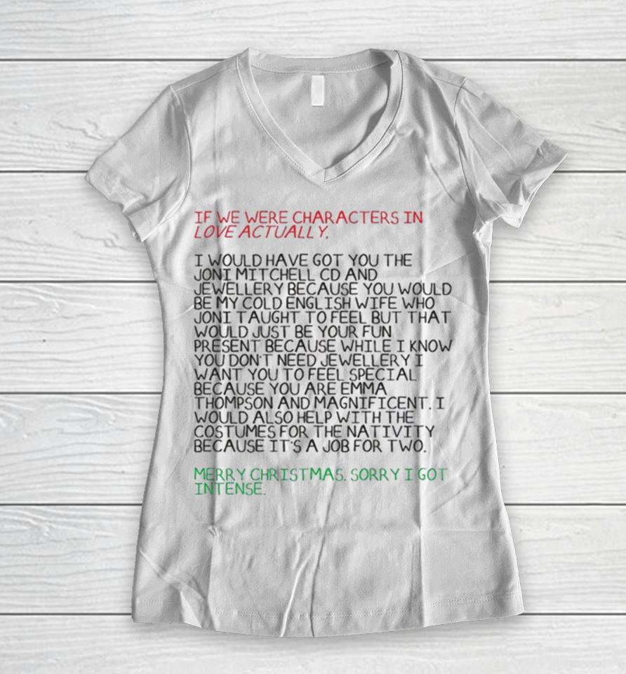 Love Actually Aggressive Love Of Emma Thompson Christmas Women V-Neck T-Shirt