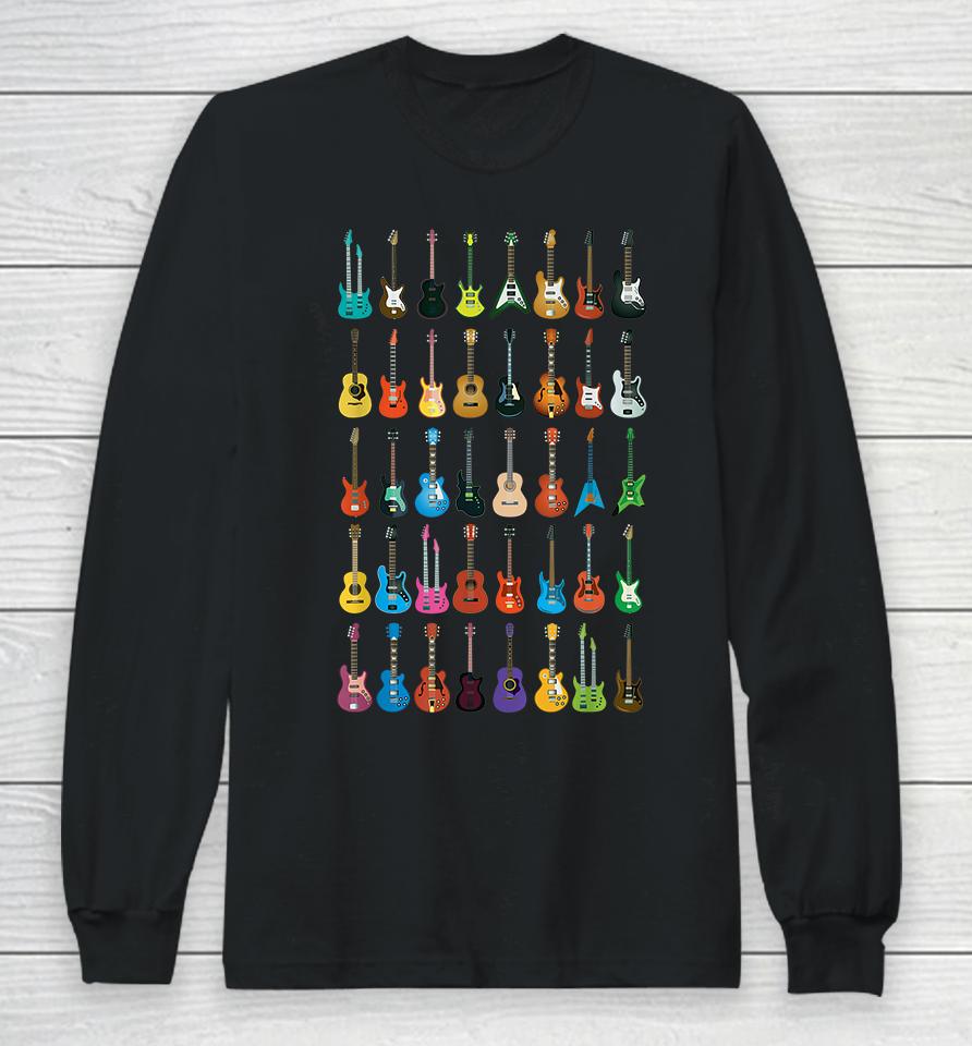 Love Guitar Different Guitars Long Sleeve T-Shirt