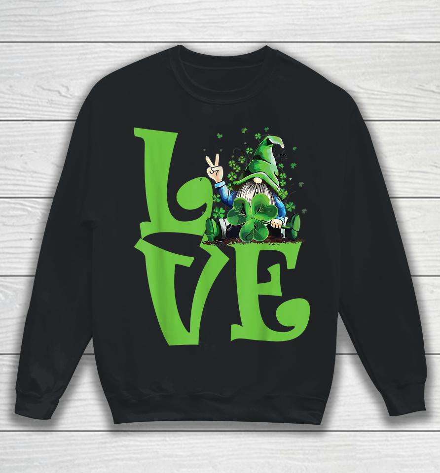 Love Irish Gnome Tie Shamrock St Patrick's Day Hippie Gift Sweatshirt