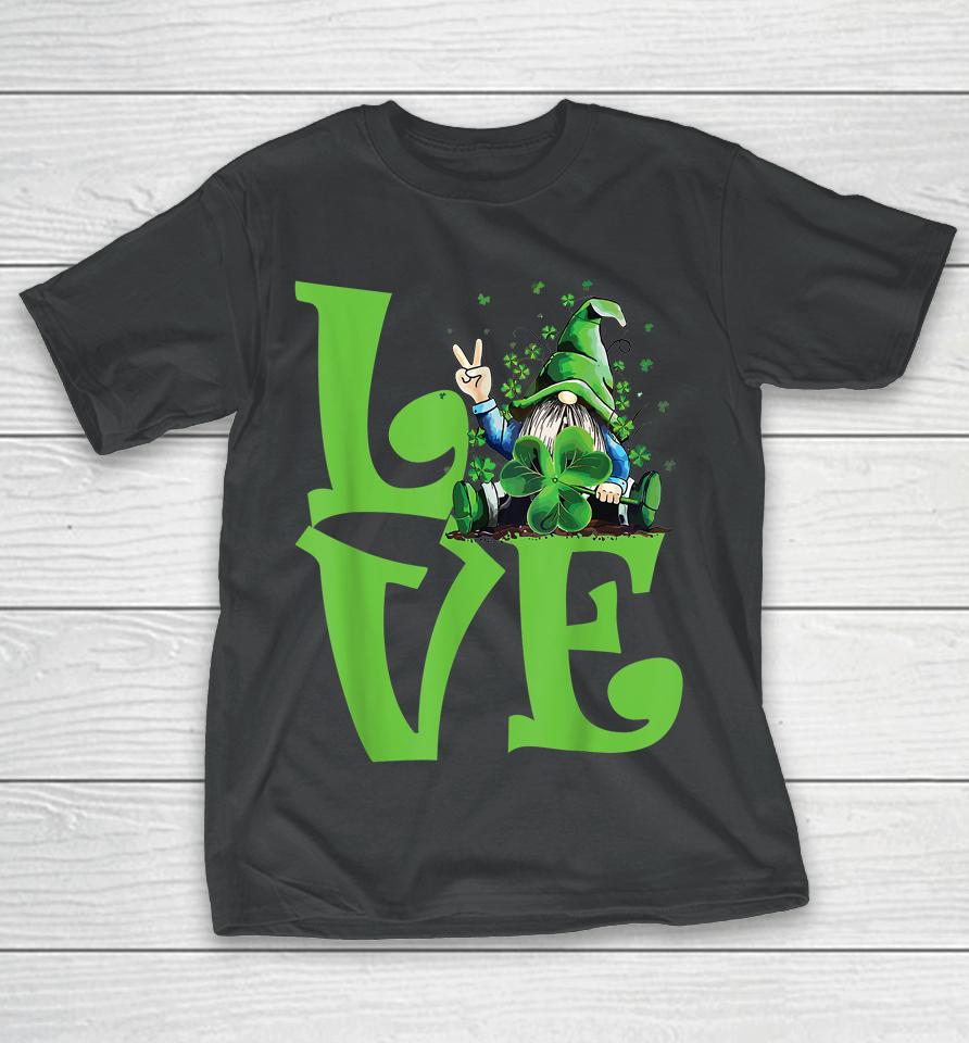 Love Irish Gnome Tie Shamrock St Patrick's Day Hippie Gift T-Shirt