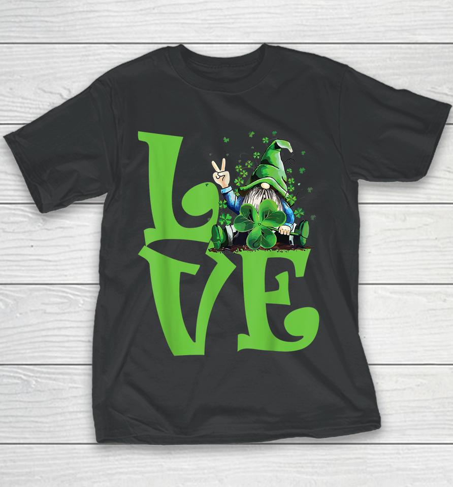 Love Irish Gnome Tie Shamrock St Patrick's Day Hippie Gift Youth T-Shirt