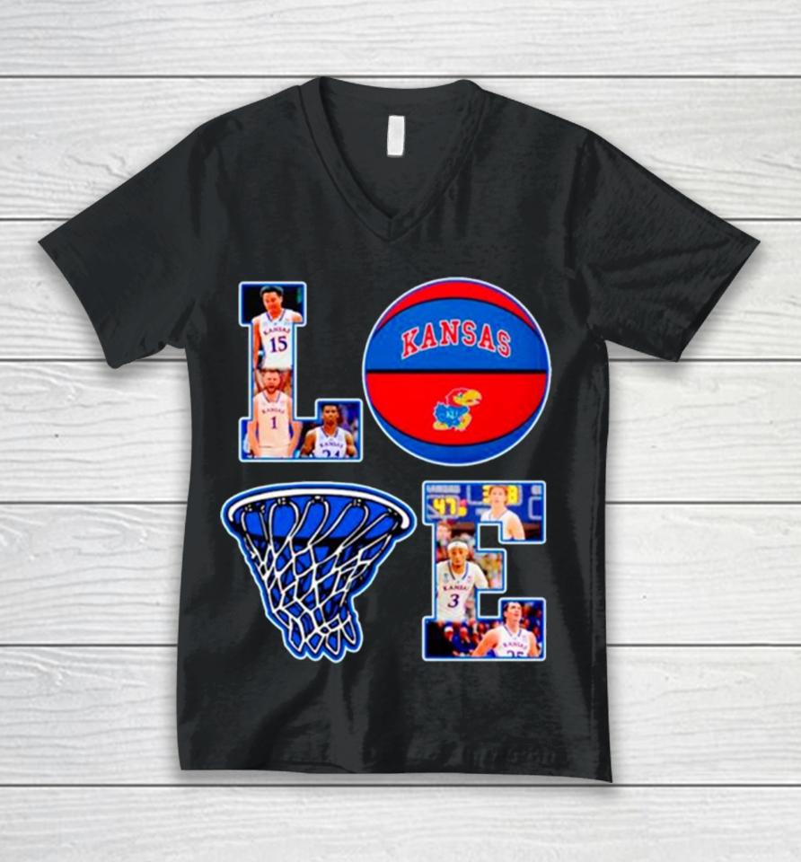 Love Kansas Jayhawks Basketball Unisex V-Neck T-Shirt