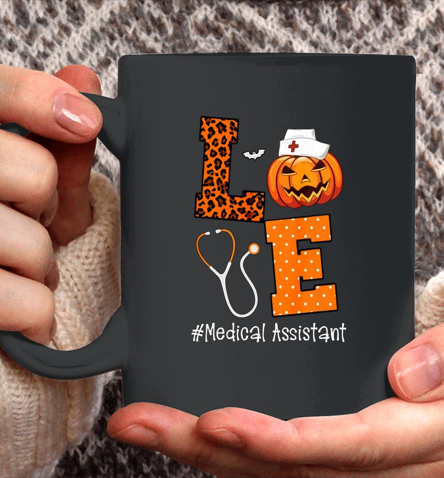 Love Medical Assistant Leopard And Pumpkin Halloween Coffee Mug
