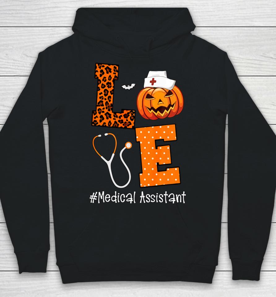 Love Medical Assistant Leopard And Pumpkin Halloween Hoodie