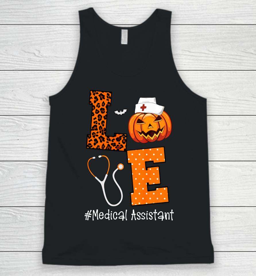 Love Medical Assistant Leopard And Pumpkin Halloween Unisex Tank Top