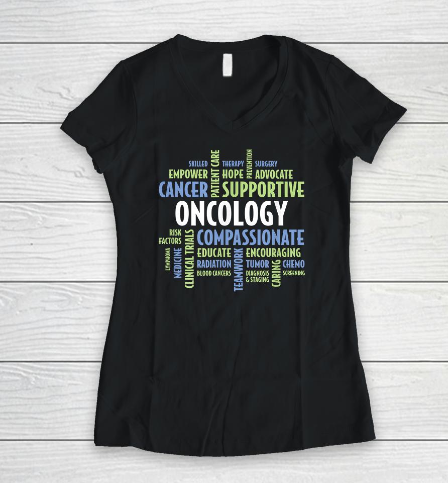 Love Oncology Nurses Women V-Neck T-Shirt