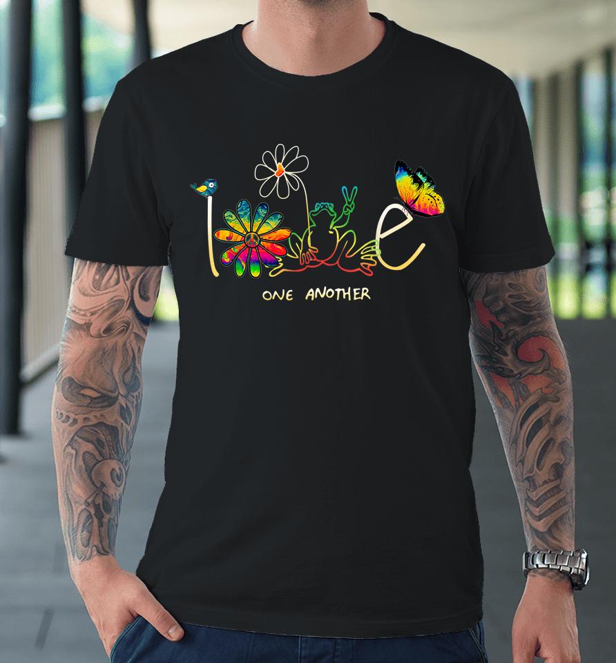 Love One Another Hippie Frog Flower Daisy Gift Premium T-Shirt