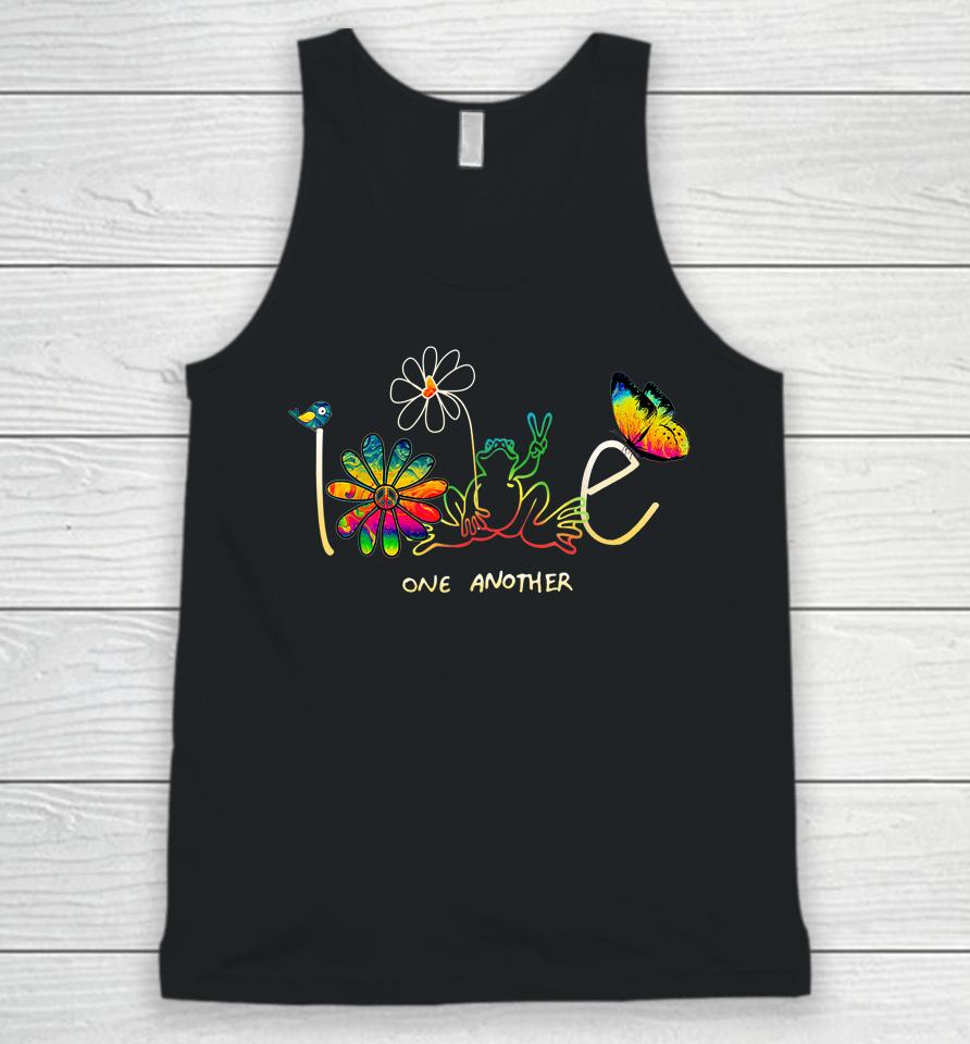Love One Another Hippie Frog Flower Daisy Gift Unisex Tank Top