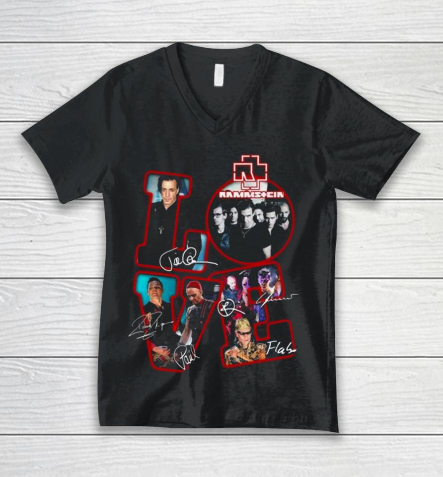 Love Rammstein Band Signatures 2024 Unisex V-Neck T-Shirt