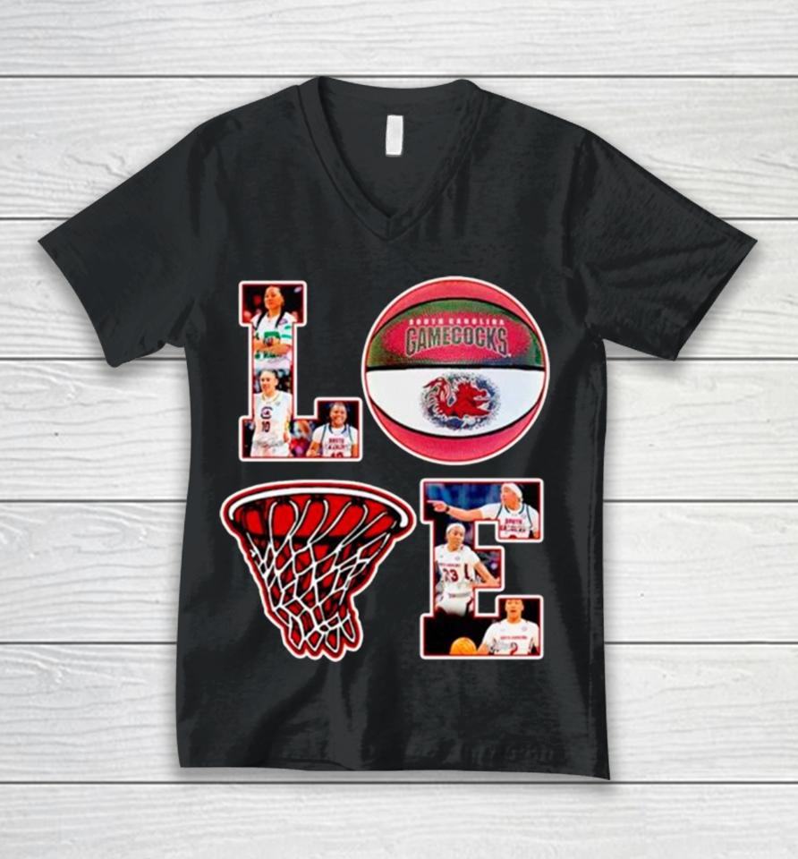 Love South Carolina Gamecocks Basketball Unisex V-Neck T-Shirt