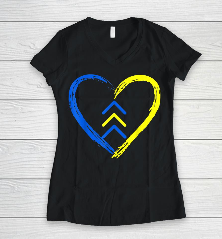Love World Down Syndrome Awareness Day Love 3 Arrows Women V-Neck T-Shirt