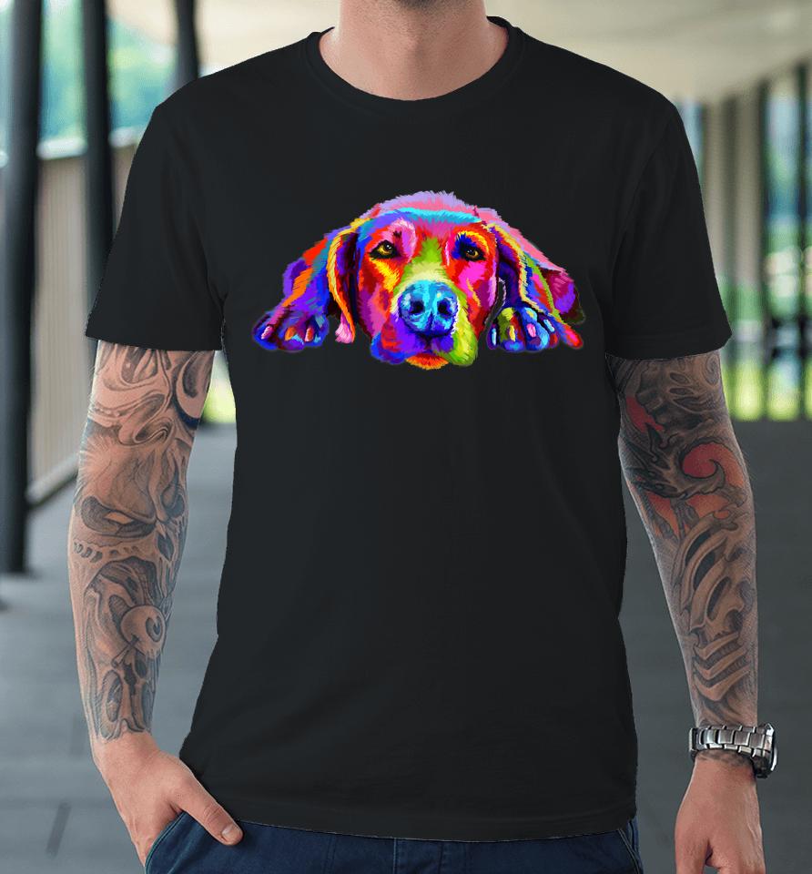 Lovely Weimaraner Waiting For You Rainbow Colors Premium T-Shirt