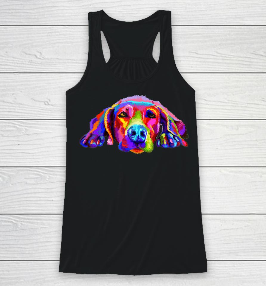 Lovely Weimaraner Waiting For You Rainbow Colors Racerback Tank