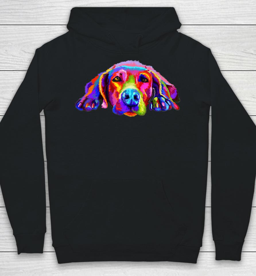 Lovely Weimaraner Waiting For You Rainbow Colors Hoodie