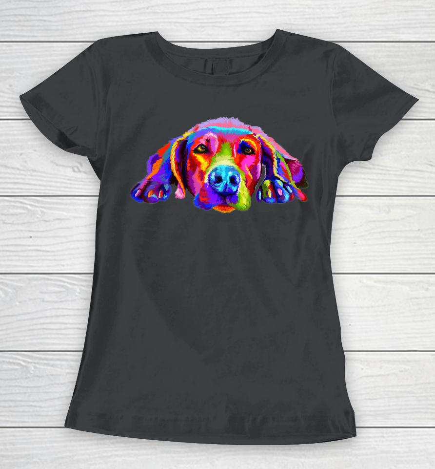 Lovely Weimaraner Waiting For You Rainbow Colors Women T-Shirt