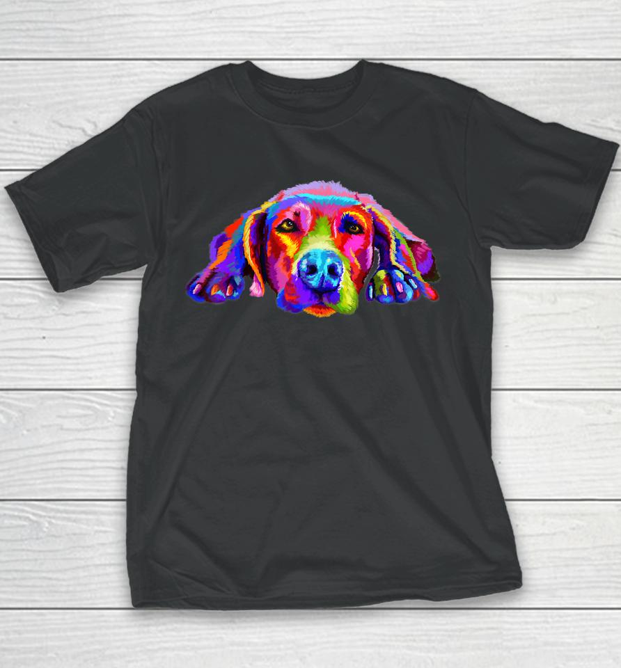 Lovely Weimaraner Waiting For You Rainbow Colors Youth T-Shirt