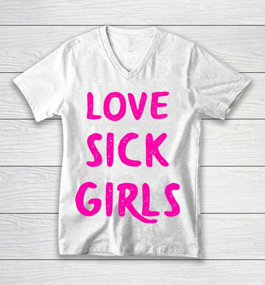 Lovesick Girls Pink Pink Unisex V-Neck T-Shirt