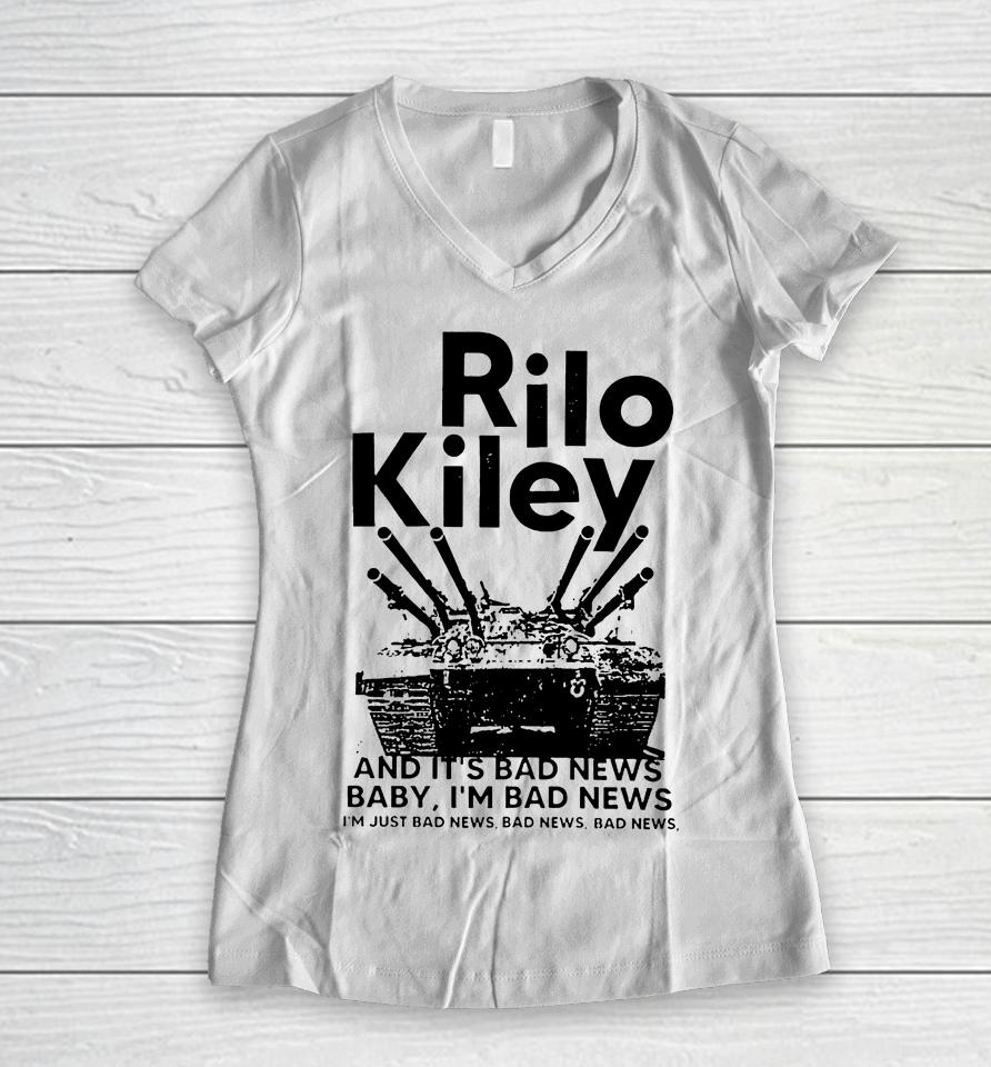 Lowlvl Rilo Kiley And It's Bad News Baby I'm Bad News Women V-Neck T-Shirt