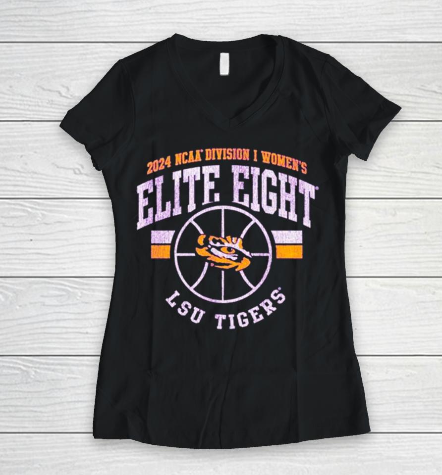 Lsu Tigers 2024 Ncaa Division I Women’s Basketball Elite Eight Vintage Women V-Neck T-Shirt