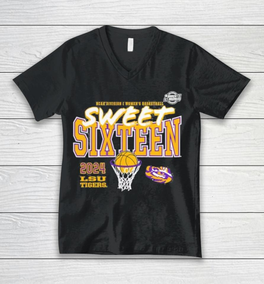 Lsu Tigers 2024 Ncaa Women’s Basketball Tournament March Madness Sweet 16 Fast Break Unisex V-Neck T-Shirt