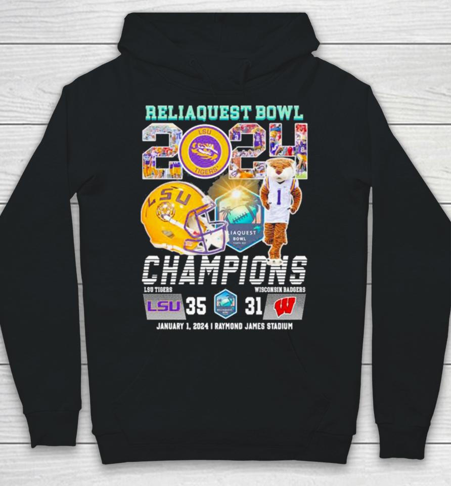 Lsu Tigers 2024 Reliaquest Bowl Champions Victory Wisconsin 35 31 Hoodie